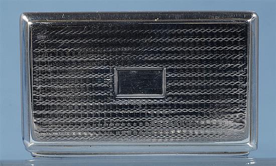 An early Victorian silver snuff box, by Nathaniel Mills, Length 78mm. Weight: 2.2oz/71grms